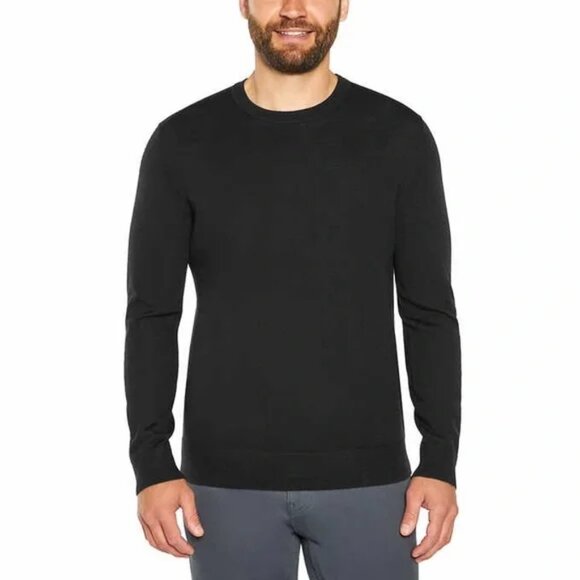 Banana Republic 100% Wool Crew Neck Black Lightweight Sweater Size Medium NWT - Picture 1 of 9